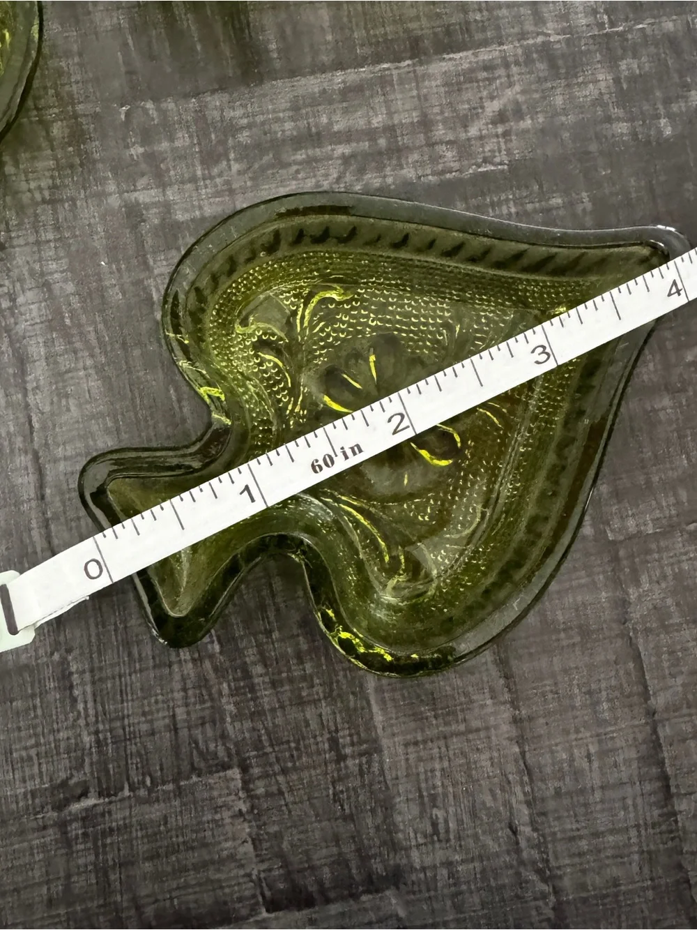 Vintage Indiana Glass Tiara Green Trinket Nut Dish Ashtray Heart Club Spade